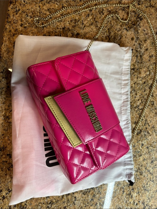 Love Moschino Handbags - Love Moschino Hot Pink Quilted Crossbody with Gold Hardware